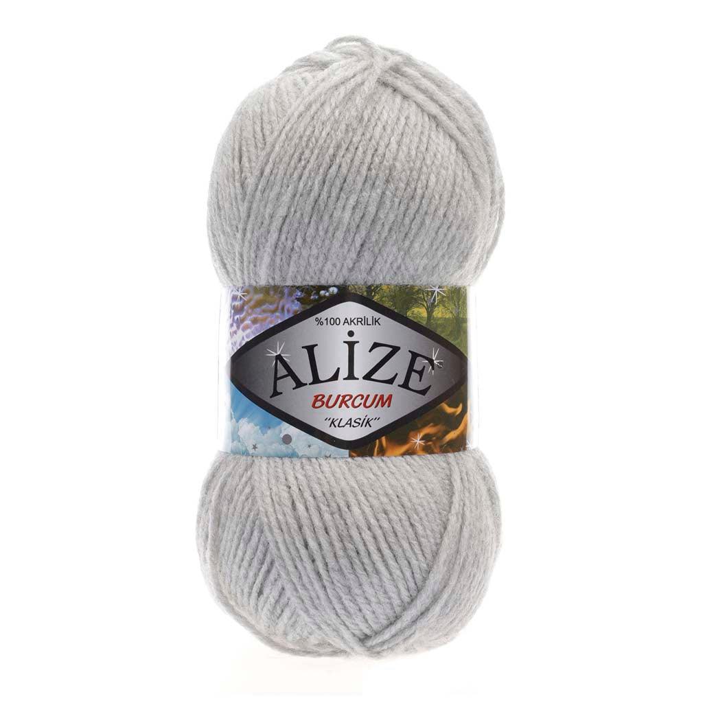ALIZE BURCUM KLASIC YARN LIGHT GREY MELANGE 208