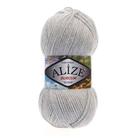 ALIZE BURCUM KLASIC YARN LIGHT GREY MELANGE 208