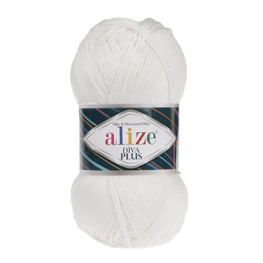 ALIZE DIVA PLUS 1055 WHITE YARN