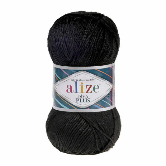 ALIZE DIVA PLUS 60 BLACK YARN