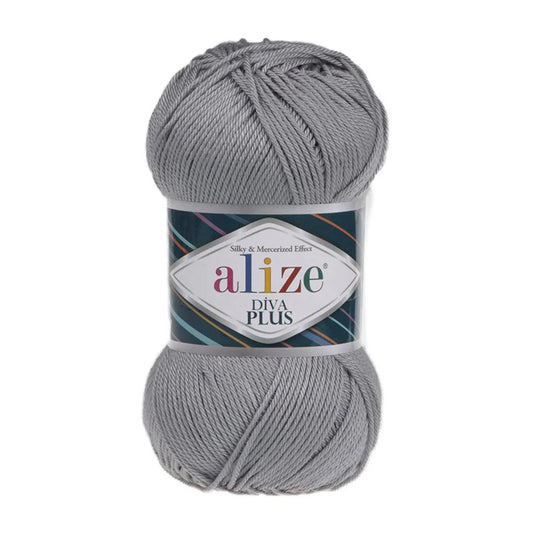 ALIZE DIVA PLUS 87 MEDIUM GREY YARN