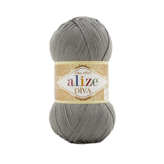 ALIZE DIVA SILK ACRYLIC COAL GREY 87
