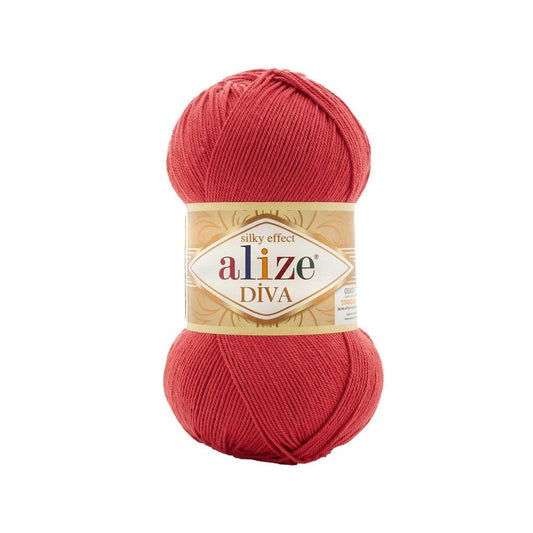 ALIZE DIVA SILK ACRYLIC GARNET ROSE 366