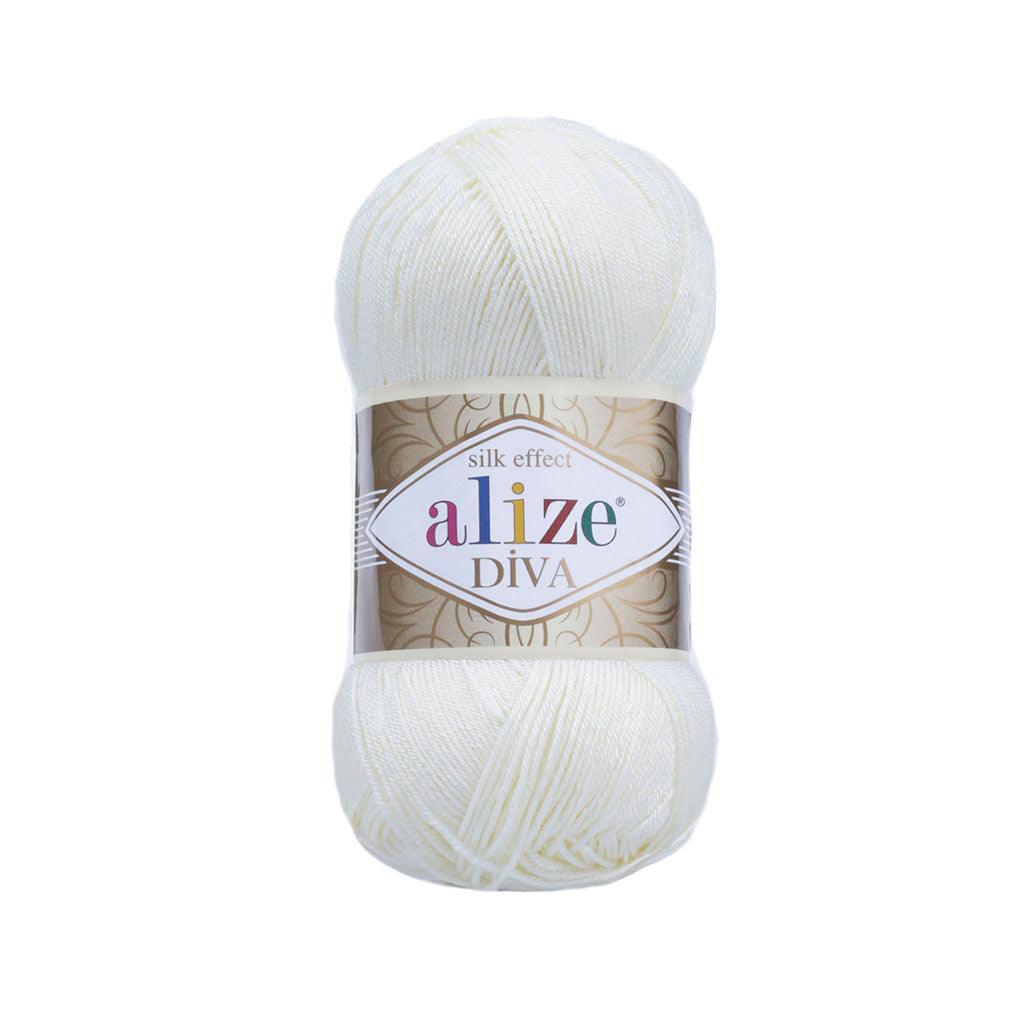 ALIZE DIVA SILK ACRYLIC SUGAR WHITE 10555