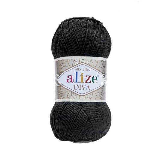 ALIZE DIVA SILK ACRYLIC BLACK 60