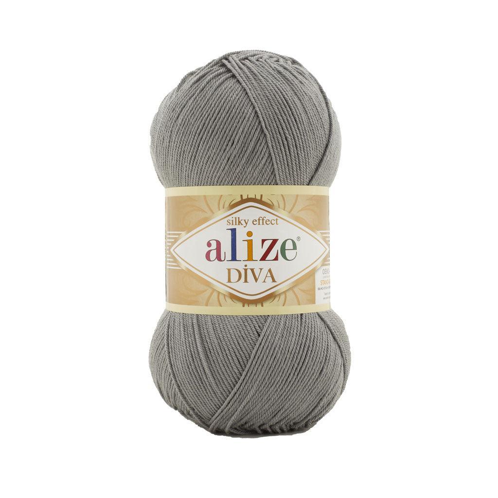 ALIZE DIVA SILK ACRYLIC COAL GREY 87