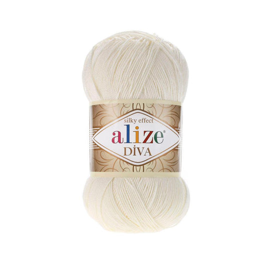 ALIZE DIVA SILK ACRYLIC LIGHT CREAM 62