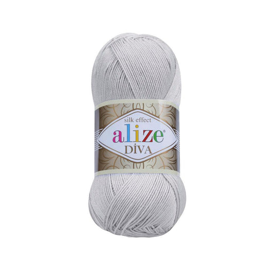 ALIZE DIVA SILK ACRYLIC LIGHT GREY 168