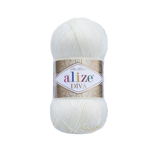 ALIZE DIVA SILK ACRYLIC SUGAR WHITE 10555